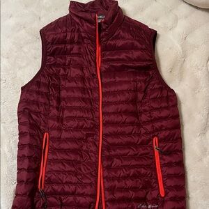Eddie Bauer Maroon Quilted Vest with Red Trim